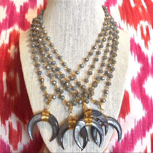 Silver Horned Crescent Necklace - Picture 4 of 4